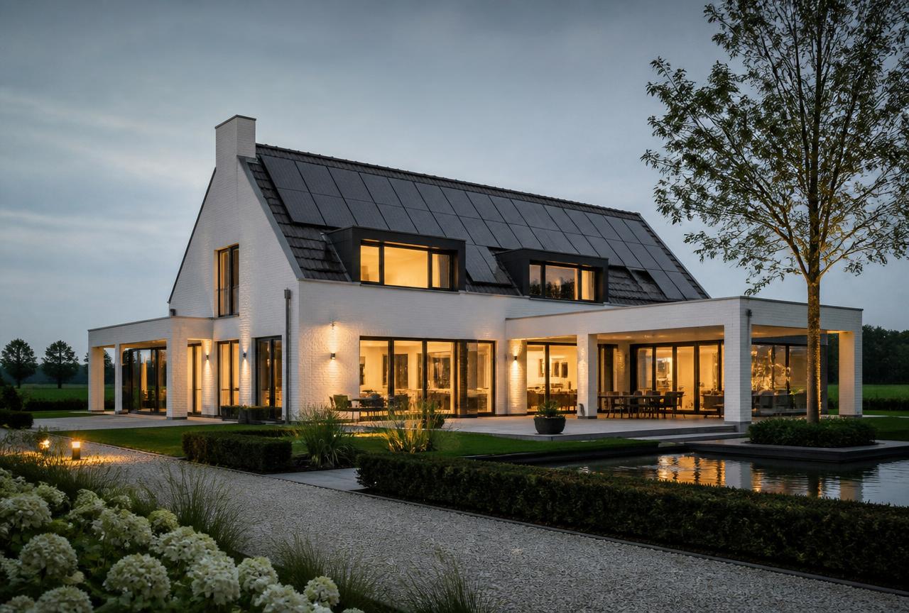 Vrijstaande woning met zwembad en wellness, zonnepanelen en laadpalen